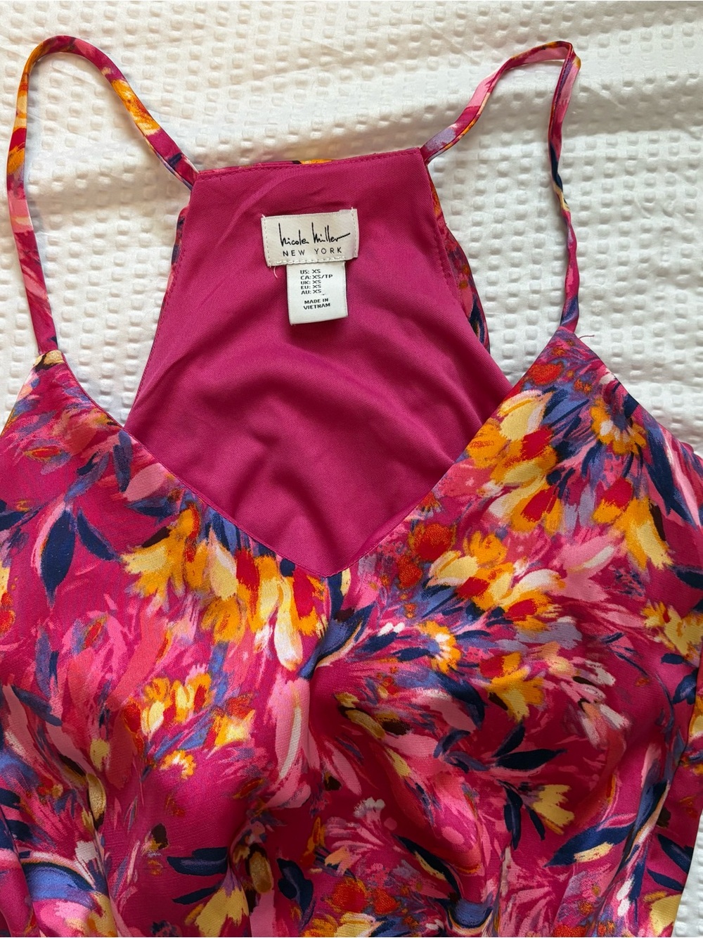 Abstract Floral Pink Maxi Sun Dress by Nicole Miller - XS - Picture 2 of 6